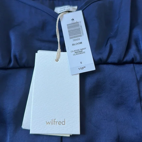 Aritzia Wilfred Classic Navy Marine Bloom Dress | 6 - Picture 2 of 3